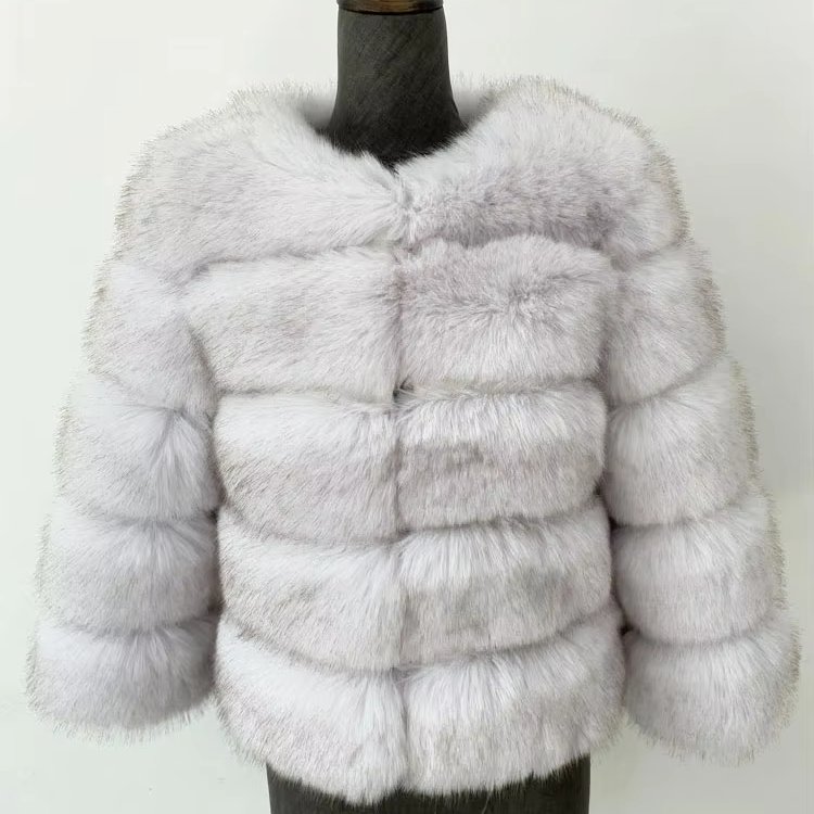 Elegant Faux Fur Mink Coat – Fluffy Black Jacket, Warm & Stylish