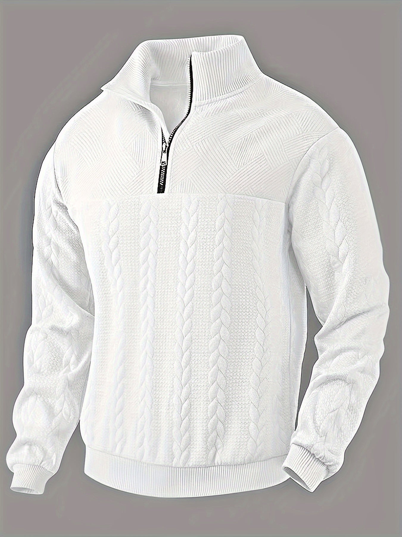 Men's Striped Zip-Up Collared Sweatshirt